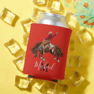 Rodeo cowboy can cooler