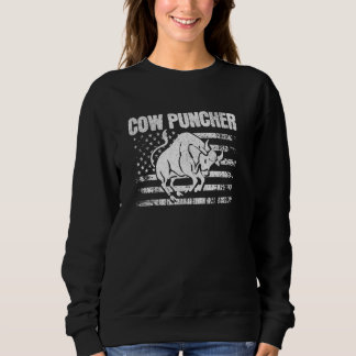 Rodeo Cowboy Cow Puncher Western USA Flag Sweatshirt
