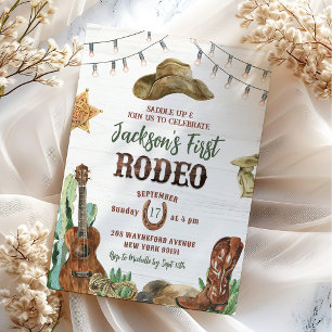 Rodeo Cowboy First Birthday Party Invitation