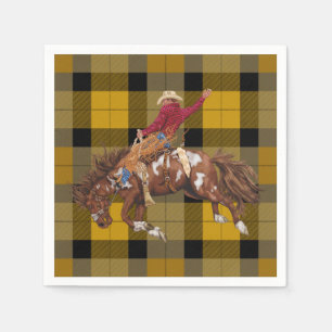 Rodeo Cowboy on Bucking Bronco Napkin