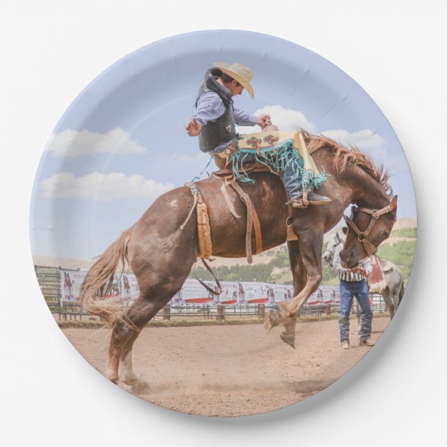 Rodeo cowboy paper plate (Front)