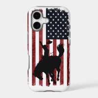 Rodeo Cowboy Patriotic Grunge Flag