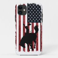 Rodeo Cowboy Patriotic Grunge Flag