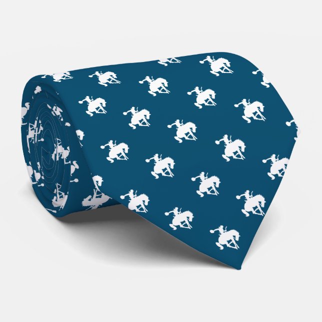 Rodeo Cowboy Pattern | Ocean Blue Tie (Rolled)
