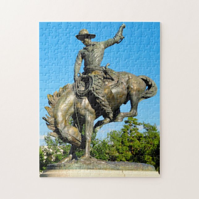 Rodeo Cowboy Statue  Colorado. Jigsaw Puzzle (Vertical)