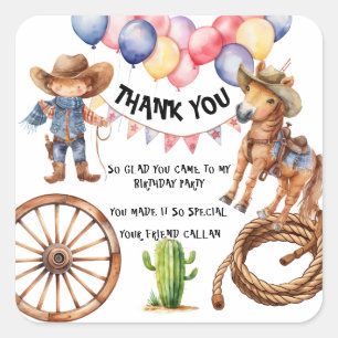 Rodeo Cowboy Thank you Party Stickers