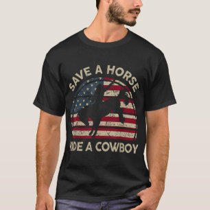 Rodeo Cowboy Western Country Horse Usa Patriotic  T-Shirt