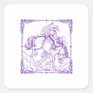 Rodeo Cowboy Western Riding Square Sticker