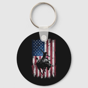 Rodeo Cowboy Western Usa Flag Cowboys Key Ring