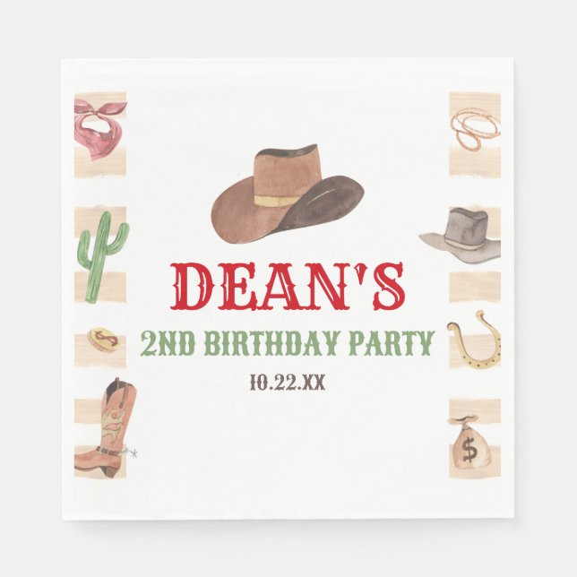 Rodeo Cowboy Western Wild West Birthday Party Napkin (Front)