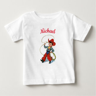 Rodeo cowboy with lasso rope personalised name boy baby T-Shirt
