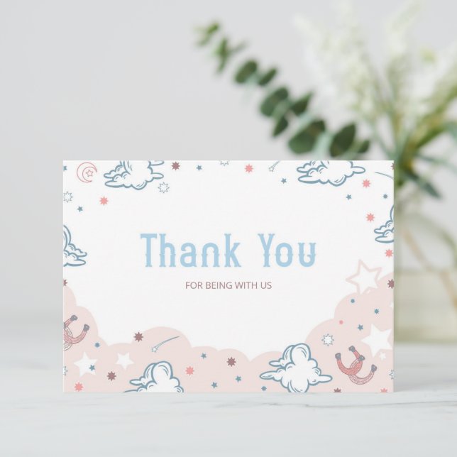 Rodeo Cowgirl Baby Shower Thank You Card (Standing Front)