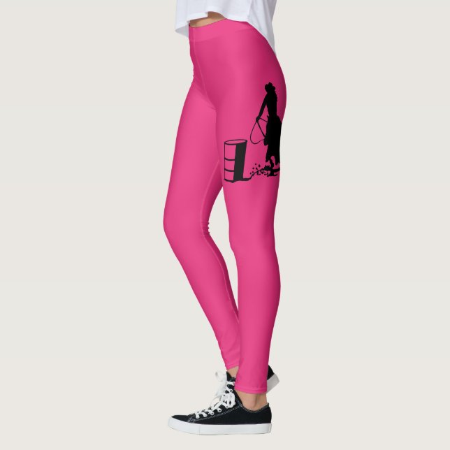 Rodeo Cowgirl Barrel Racing Horse Silhouette Leggings (Left)