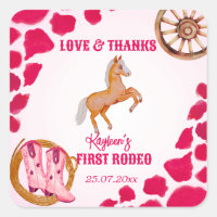 Rodeo cowgirl birthday pink cow pattern pony 