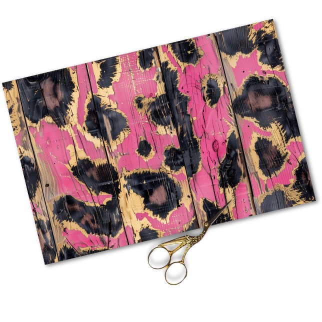Rodeo Cowgirl Glam Pink Leopard Print Decoupage  Tissue Paper (Creator Uploaded)