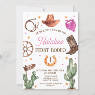Rodeo Cowgirl western Birthday Party Invitation