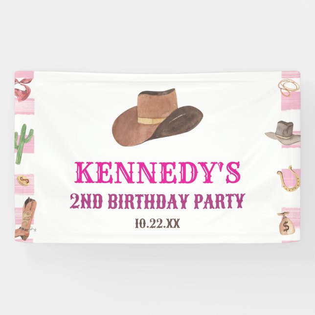 Rodeo Cowgirl Western Wild West Birthday Party Banner (Horizontal)