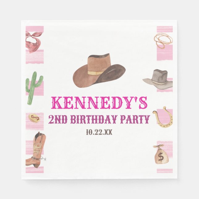 Rodeo Cowgirl Western Wild West Birthday Party Napkin (Front)