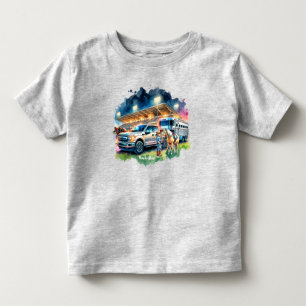  Rodeo Cowgirl With Horse Truck And Trailer Toddler T-Shirt