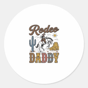 Rodeo Daddy Vintage Western Cowboy Shirt Design_1 Classic Round Sticker