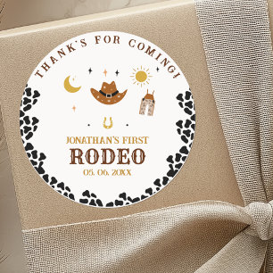 Rodeo First Birthday, Cowboy Birthday Boy Classic Round Sticker