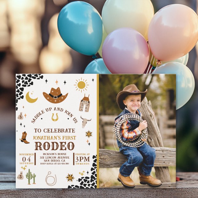 Rodeo First Birthday, Photo Cowboy Birthday Boy Invitation (Creator Uploaded)