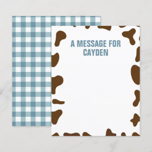 Rodeo First Birthday Time Capsule Message Card