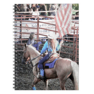 Rodeo Flag Horse and Cowgirl Spiral Notebook