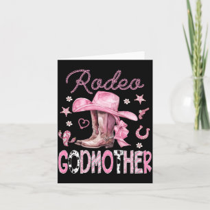 Rodeo Godmother Pink Boots Coquette Cowgirl 1st Card