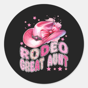 Rodeo Great Aunt Pink Cowgirl 1st Birthday Family Classic Round Sticker