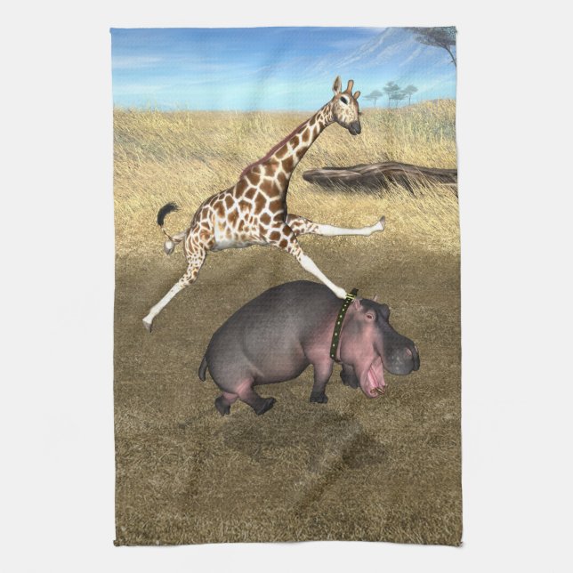 Rodeo Hippo Tea Towel (Vertical)