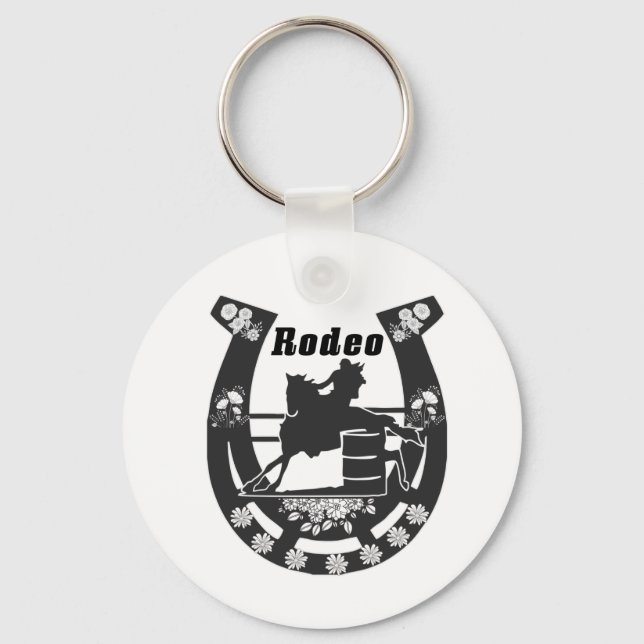 Rodeo Horse shoe - Barrel Racing Design  Key Ring (Front)