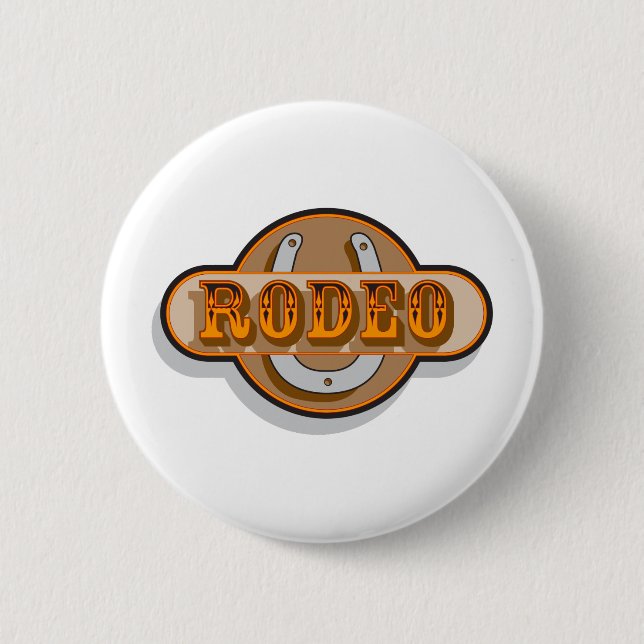 Rodeo Horseshoe 6 Cm Round Badge (Front)