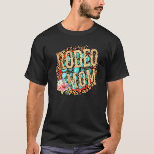 Rodeo Mum Leopard Turquoise Floral Western Mum T-Shirt