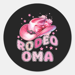 Rodeo Oma Pink Cowgirl 1st Birthday Family Classic Round Sticker