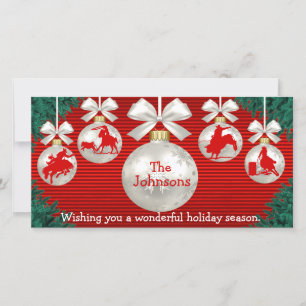 Rodeo Ornaments Wreath Border Red Background Card