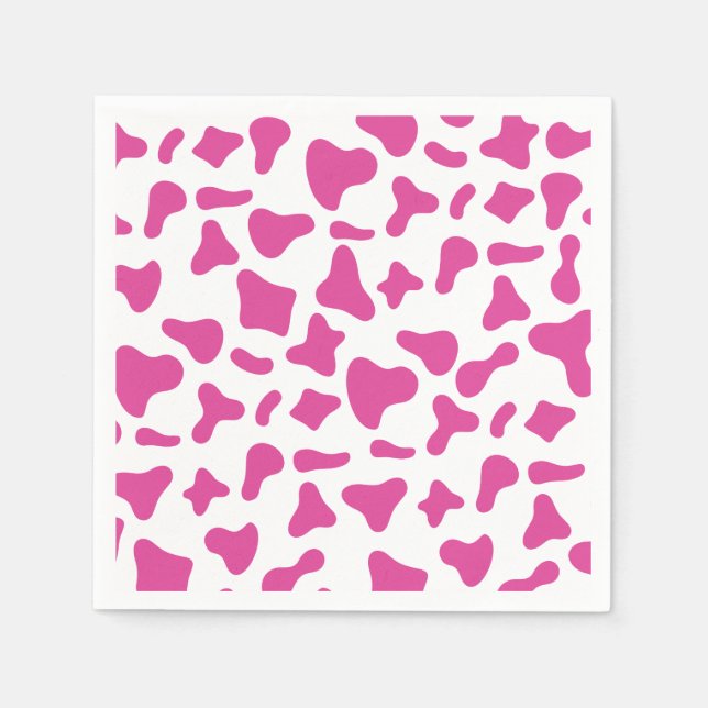 Rodeo Pink Cow Print Western Birthday Napkin (Front)