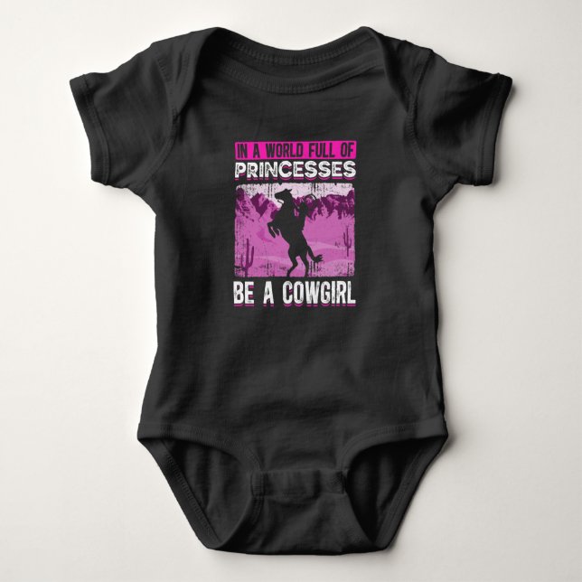 Rodeo Princess Cowgirl Western Horse Riding Baby Bodysuit (Front)
