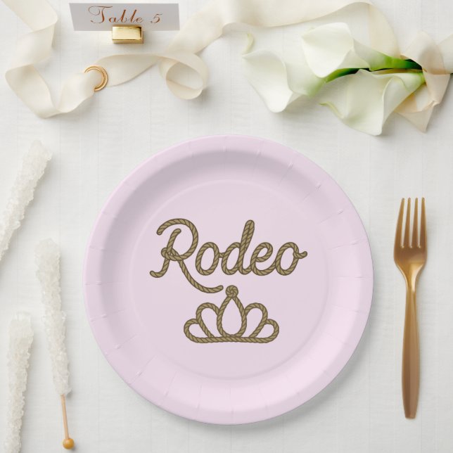 Rodeo Queen Country Western Tiara Crown Pink  Paper Plate (Wedding)