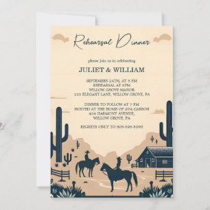 Rodeo Retro Horse Rustic Western Rehearsal Dinner Invitation