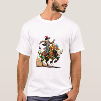 Rodeo Santa Funny Christmas Cowboy Holiday Humour T-Shirt