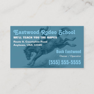 Rodeo School   Bucking Bronc Cowboy Training Business Card