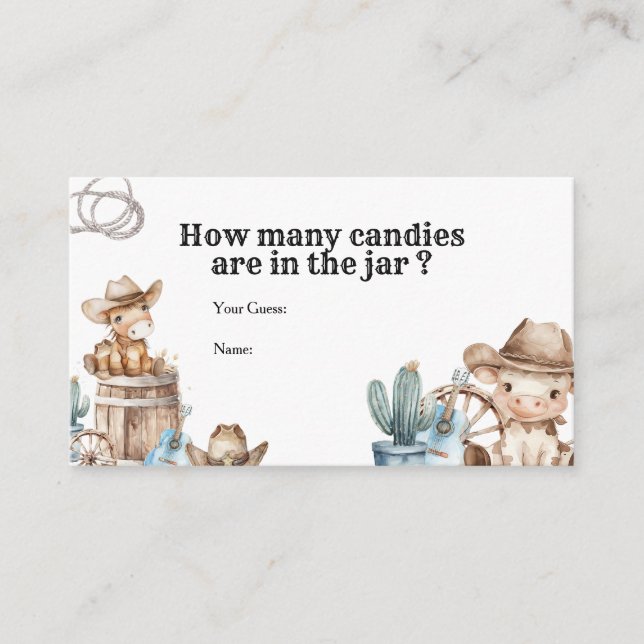 Rodeo Southwestern Guess How Many Candies  Enclosure Card (Front)