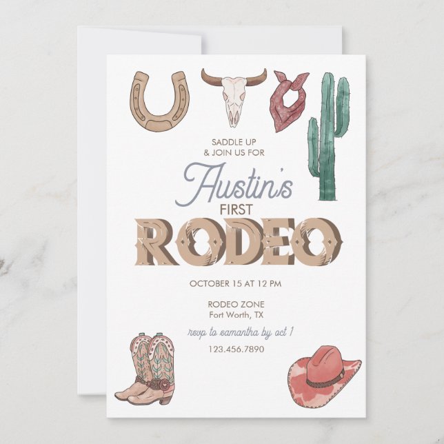 Rodeo Themed | 1st Birthday Invitations (Front)