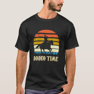 Rodeo Time Cowboy Horse Ranch Lasso Retro Sunset R T-Shirt