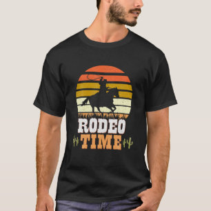Rodeo Time Cowboy Horse Ranch Lasso Retro Sunset R T-Shirt