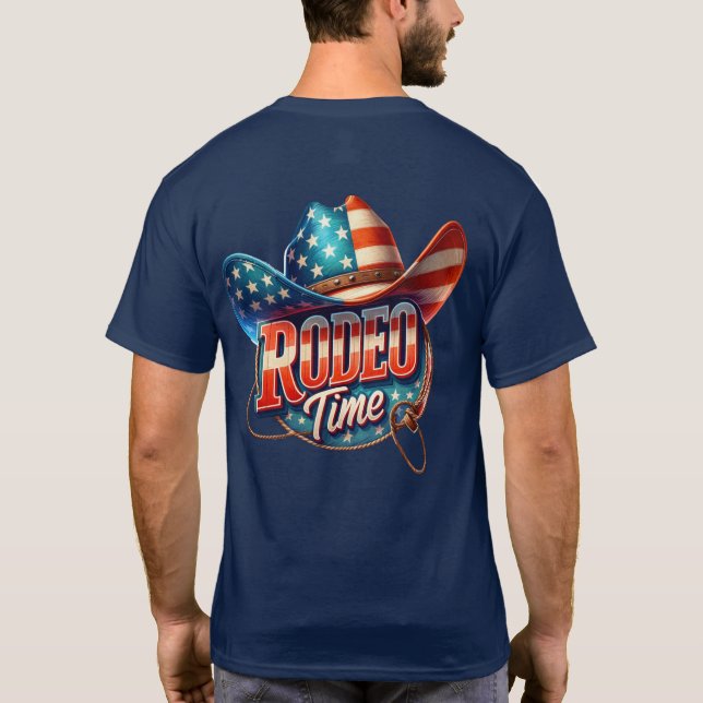 Rodeo Time Text With Hat Western T-Shirt (Back)