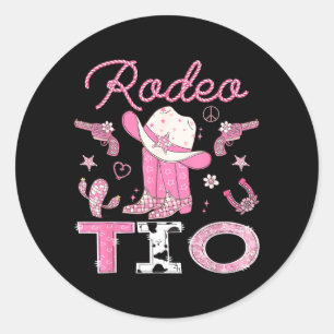 Rodeo Tio 1st Birthday Pink Boots Disco Cowgirl Classic Round Sticker