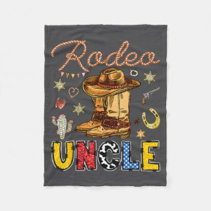 Rodeo Uncle Western Birthday Cowboy Matching Famil Fleece Blanket