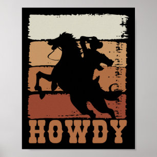 Rodeo Western Country Howdy Horseback Riding Retro Poster